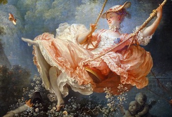 painting of a woman on a swing